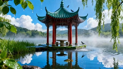 雨天亭子