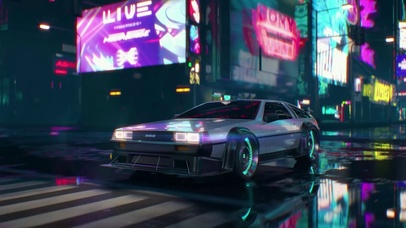 赛博街道炫酷汽车