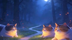 夜景猫咪带鱼屏