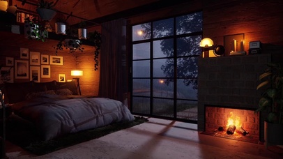 雷雨声舒适的卧室