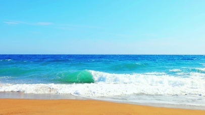 唯美蓝天海滩海浪 4K