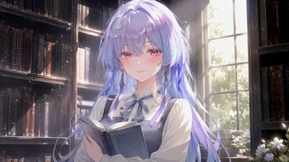 窗边书房紫发美少女莫宁