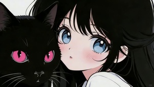 大眼女孩和猫咪