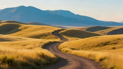 秋日阳光草原小径