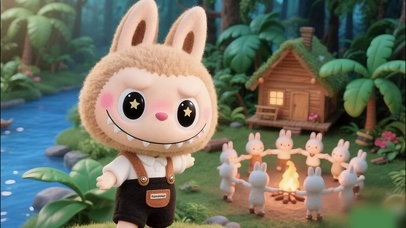 森林篝火拉布布