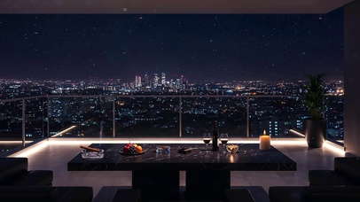 繁星夜空下的城市