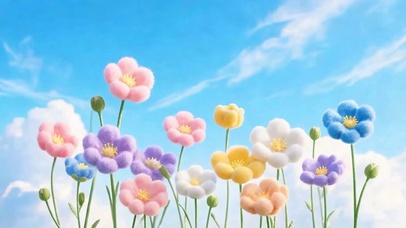 护眼白云花草树木