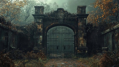 迷雾森林废弃古堡大门