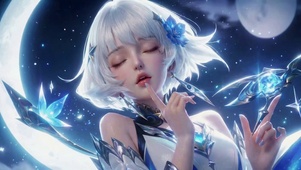 梦幻星空银发二次元美少女