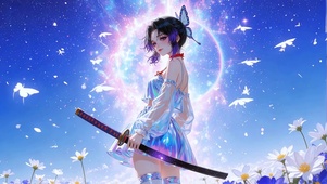甜美星空下的蝶刃少女蝴蝶忍