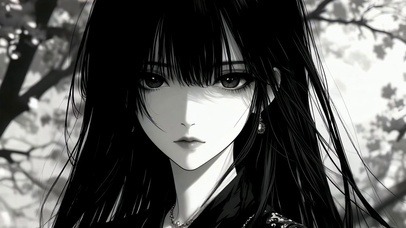 黑白树影墨瞳