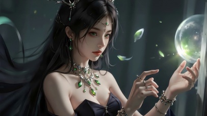 黑发魔法风铃公主