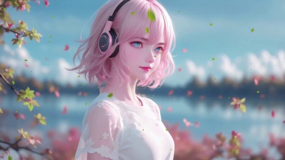 清纯治愈阳光粉色短发音乐美少女