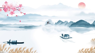 中国风山水小舟