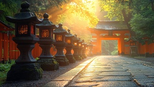 静谧日出古风庭院