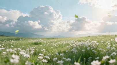 蓝天白云鸟语花香小清新治愈花海