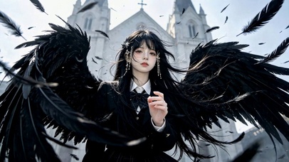 暗黑黑翼天使美少女
