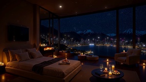 卧室窗外星空夜