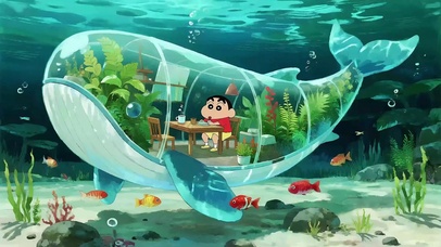 全透明鲸鱼舱里悠闲小新