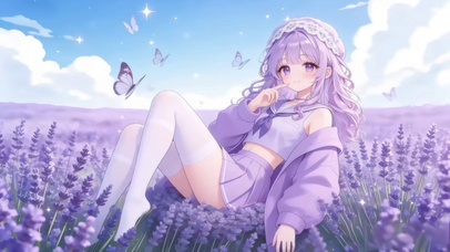 春日来信薰衣草花田少女