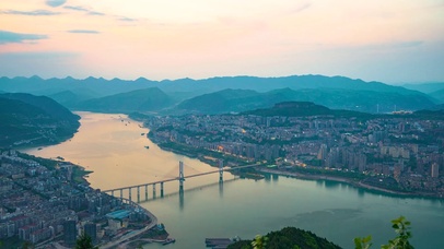 4K重庆云阳全景日转夜夜景