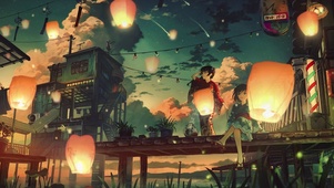 孔明灯少女少年