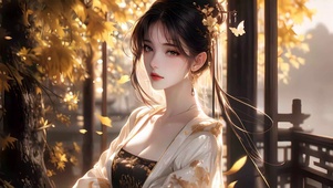秋日古风美女