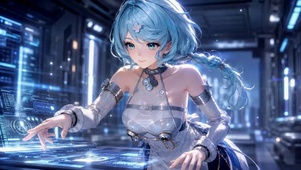 蓝发机甲少女