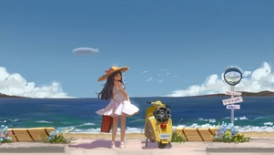 夏日海边少女