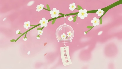 唯美的花枝铃铛好运附体