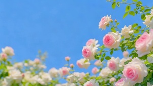 蓝天下玫瑰花