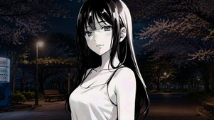 动漫少女在现实公园超宽带鱼屏