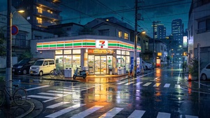 雨夜街角便利店