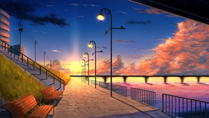 夕阳海边
