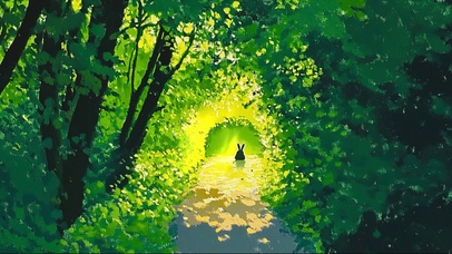 夏日静谧微光森林小兔子