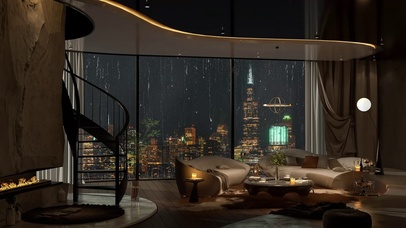 雨天舒适城市卧室