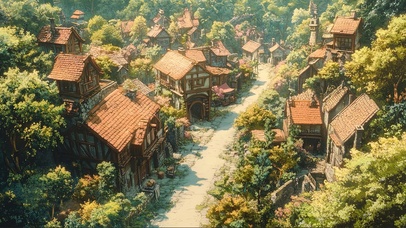 绿色氧气小镇夏日午后