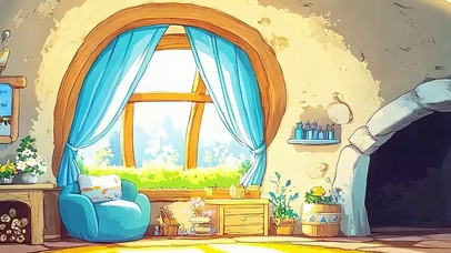 护眼绿景房屋带鱼屏