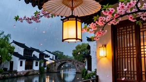 雨天树木