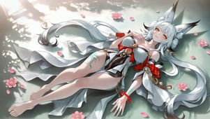 狐耳少女静卧水面-心月狐
