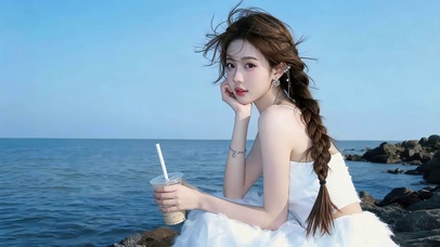 治愈海边女孩