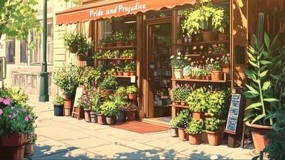 夏日城市绿色植物商店