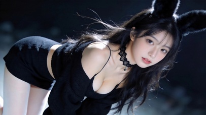 黑色兔耳少女