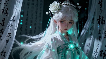 银丝青裳国风萝莉清纯少女的回眸