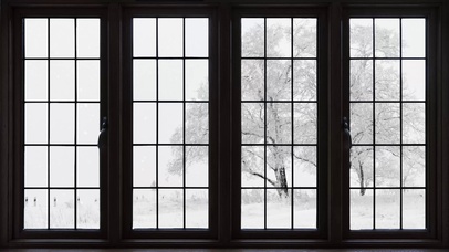 4K冬季窗外降雪景观