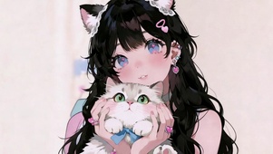 粉系少女与猫