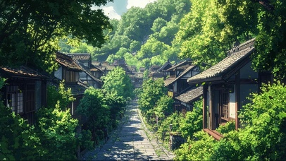 清新绿色生态静谧古城