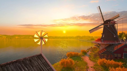 唯美秋天夕阳湖边