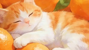 花丛中望着海景猫咪带鱼屏