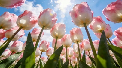 仰视郁金香花海